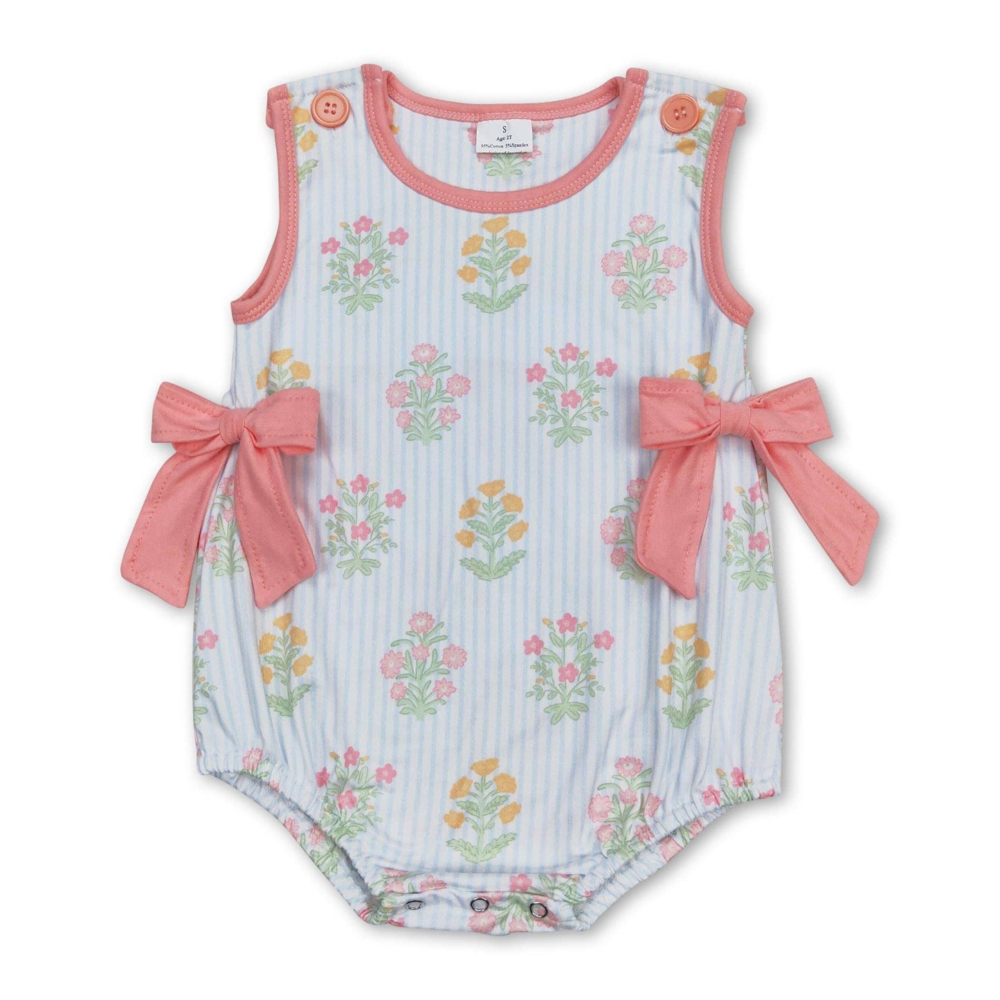 Striped Floral Bubble Wrap/ Coral Bows