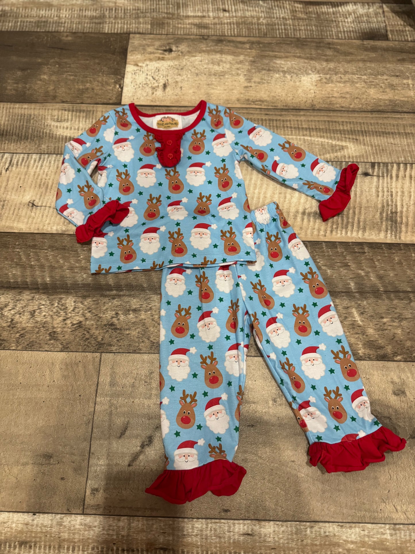 Ruffle Santa & Reindeer Pajamas 6/12m
