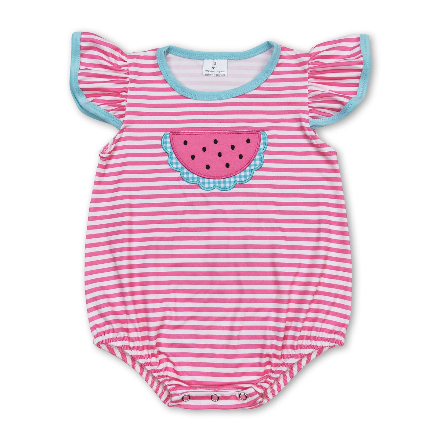 Pink Striped Watermelon Appliqué Bubble